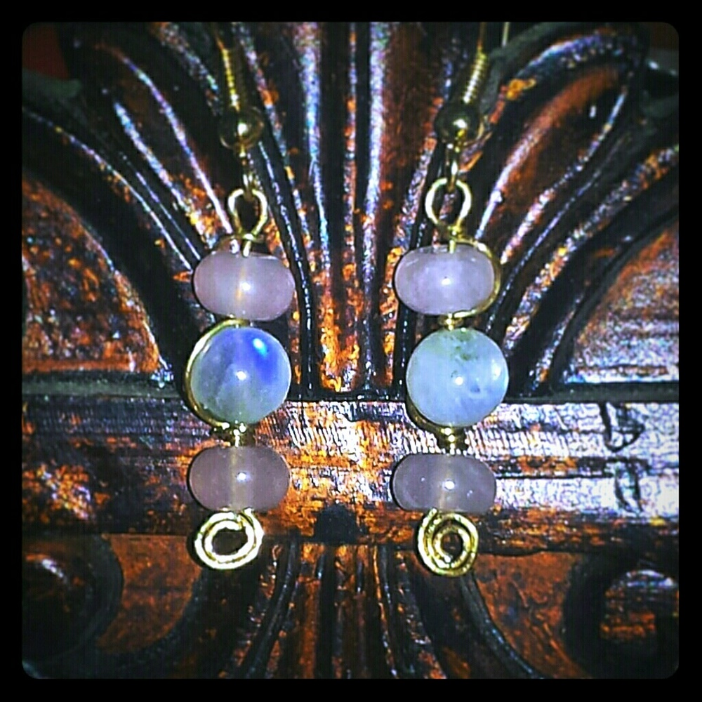 •SOLD• Rose Quartz & Moonstone earrings